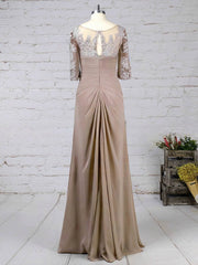 Elegant Chiffon Tulle V-neck A-line Floor-length Appliques Lace Mother of the Bride Dress