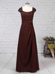 Elegant Chiffon Tulle V-neck A-line Floor-length Beading Mother of the Bride Dress