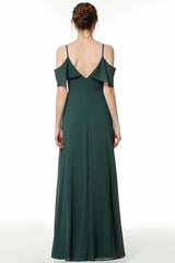 Elegant Cold-shoulder Flounced Crinkle Backless Bridesmaid Dresses Affordable-27dress