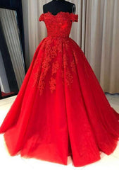 Elegant Court Train Tulle Prom Dress with Off-the-Shoulder Sleeveless and Pleated Appliqued Design-27dress