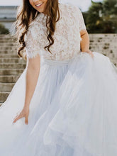 Elegant Court Train Wedding Dress with Illusion Lace Tulle Ball Gown