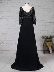 Elegant Empire V-neck Tulle Chiffon Sweep Train Beading Mother of the Bride Dress