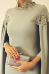 Elegant High-neck Long Sleeves Sheath Mother Of The Bride Dress-27dress