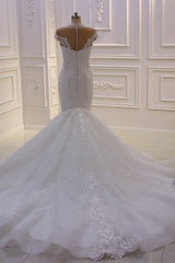 Elegant Jewel Tulle Lace Sequined Wedding Dress Mermaid Appliques Sleeveless Bridal Gowns On Sale-27dress