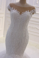 Elegant Jewel Tulle Lace Sequined Wedding Dress Mermaid Appliques Sleeveless Bridal Gowns On Sale-27dress