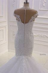 Elegant Jewel Tulle Lace Sequined Wedding Dress Mermaid Appliques Sleeveless Bridal Gowns On Sale-27dress