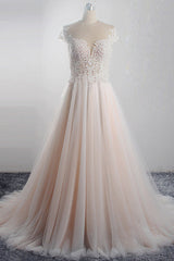 Elegant Jewel Tulle Lace Wedding Dress Short Sleeves Appliques Ruffles Bridal Gowns On Sale-27dress