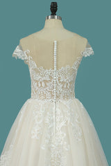 Elegant Jewel Tulle Lace Wedding Dress Sleeveless Appliques Ruffles Bridal Gowns Online-27dress