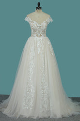 Elegant Jewel Tulle Lace Wedding Dress Sleeveless Appliques Ruffles Bridal Gowns Online-27dress