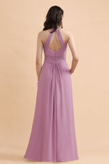 Elegant Jewel Wisteria Chiffon Ruffles Bridesmaid Dress with Pockets On sale-27dress