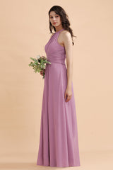 Elegant Jewel Wisteria Chiffon Ruffles Bridesmaid Dress with Pockets On sale-27dress