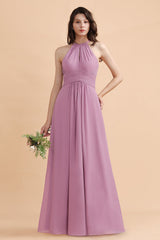 Elegant Jewel Wisteria Chiffon Ruffles Bridesmaid Dress with Pockets On sale-27dress