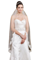 Elegant Lace Applique Edge Wedding Veils-27dress