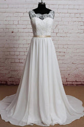 Elegant Lace Chiffon A-line Wedding Dress Online-27dress