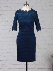 Elegant Lace Chiffon Knee-length Ruffles Mother of the Bride Dress