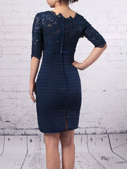 Elegant Lace Chiffon Knee-length Ruffles Mother of the Bride Dress