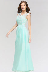 Elegant Lace Jewel Sleeveless Chiffon Bridesmaid Dresses Affordable-27dress