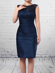 Elegant Lace Satin Knee-length Mother of the Bride Dress