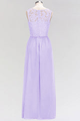 Elegant Lace Sleeveless Pleated Lavender Bridesmaid Dresses Online-27dress