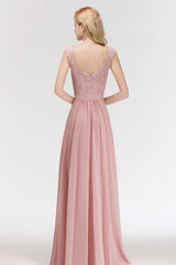 Elegant Lace Sweetheart Bridesmaid Dress Online Dusty Rose Chiffon Wedding Party Dress-27dress