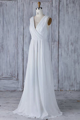 Elegant Long A-line Ruffle Lace Chiffon Wedding Dress-27Dress