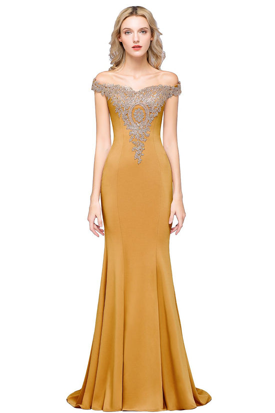 Elegant Long Mermaid Off the Shoulder Bridesmaid Dress-27dress