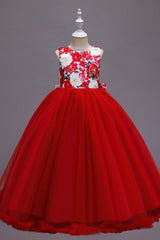 Elegant Long Princess Tulle Wedding Ceremony Dress Flower Girl Dresses-27dress