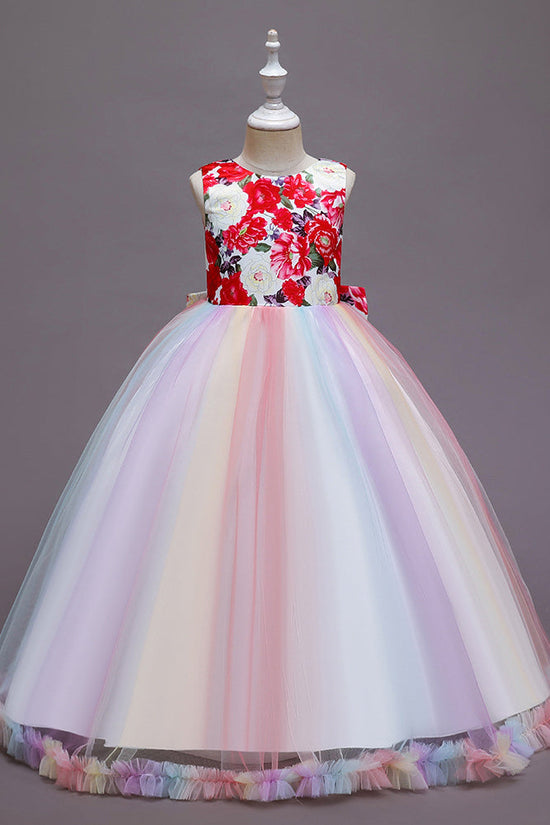 Elegant Long Princess Tulle Wedding Ceremony Dress Flower Girl Dresses-27dress