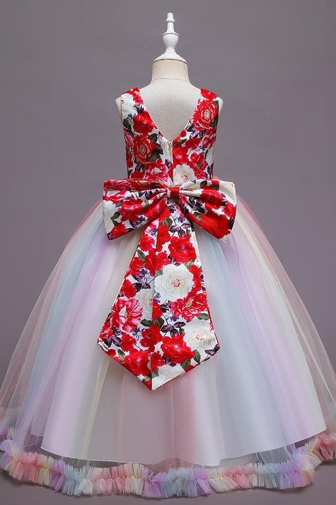 Elegant Long Princess Tulle Wedding Ceremony Dress Flower Girl Dresses-27dress