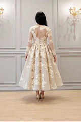 Elegant Long Sleeves A-line Lace Formal Dress-27dress