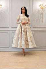 Elegant Long Sleeves A-line Lace Formal Dress-27dress