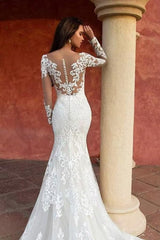 Elegant Long Sleeves Long Wedding Dress with Lace Applique-27dress