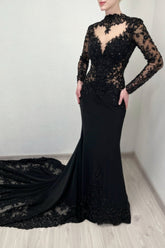 Elegant Long Sleeves Sweetheart Open Back Wedding Dress-27dress