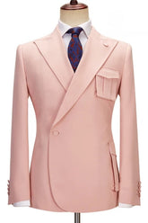 Elegant Peaked Lapel Bespoke Pink Prom Suits