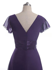 Elegant Short Sleeve Perfect V-neck Chiffon Bow Mother of the Bride Dresses