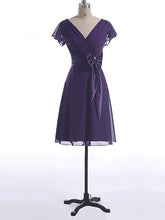 Elegant Short Sleeve Perfect V-neck Chiffon Bow Mother of the Bride Dresses