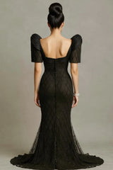 27dress Elegant Short Sleeves Long Mermaid Formal Dress