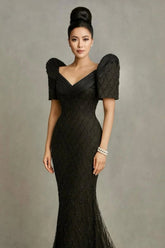 Elegant Short Sleeves Long Mermaid Formal Dress From 27dress