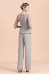 Elegant Silver Long Sleeves Jumpsuit Mother of the Bride-27dress