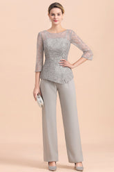 Elegant Silver Long Sleeves Jumpsuit Mother of the Bride-27dress