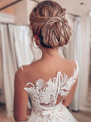 Elegant Sleeveless Ball Gown Wedding Dresses With Lace Appliques-27dress