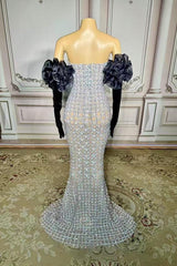 Elegant Strapless Long Mermaid Evening Dress with Diamonds-27dress