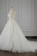 Elegant Strapless White Lace Wedding Dress Sleeveless Appliques Ruffle Bridal Gowns Online-27dress