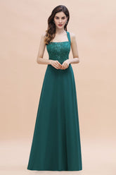 Elegant Straps Peacock Chiffon Appliques Bridesmaid Dress Sleeveless On Sale-27dress