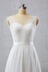 Elegant Straps Sleeveless Chiffon Wedding Dresses White A-line Bridal Gowns Online-27dress