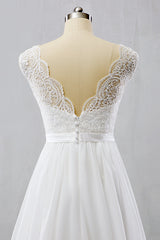 Elegant Straps Sleeveless Chiffon Wedding Dresses White A-line Bridal Gowns Online-27dress