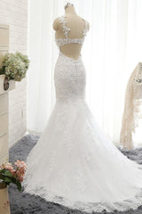 Elegant Straps Sweetheart Lace Wedding Dress Sexy Backless Sleeveless Appliques Bridal Gowns with Beadings-27dress