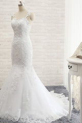 Elegant Straps Sweetheart Lace Wedding Dress Sexy Backless Sleeveless Appliques Bridal Gowns with Beadings-27dress