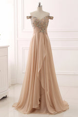 Elegant Sweetheart Sleeveless Prom Dress Off the Shoulder with Beading