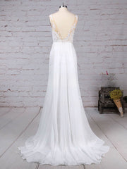 Elegant Trumpet/Mermaid Illusion Chiffon Watteau Train Wedding Dress With Appliques Lace